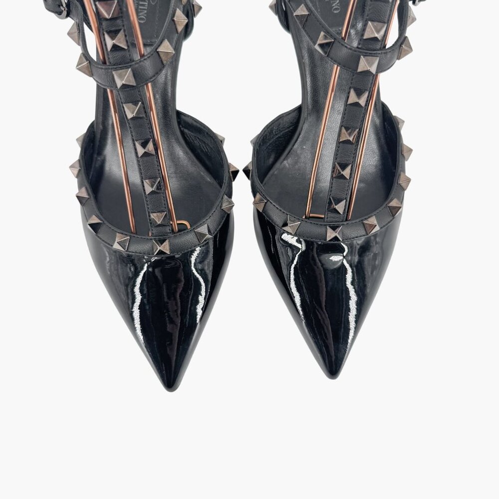 Valentino Rockstud Black Patent Leather Caged Strappy Pumps Heels Size 40 US 10 - Picture 3 of 13